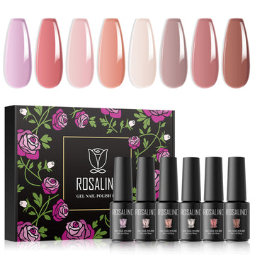 ROSALIND Nude Color Nail Gel Polish 8pcs Set Mini Series
